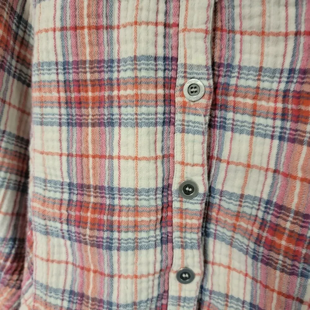 FREE PEOPLE Juniper Ridge Gauze‎ Plaid Button Down Small